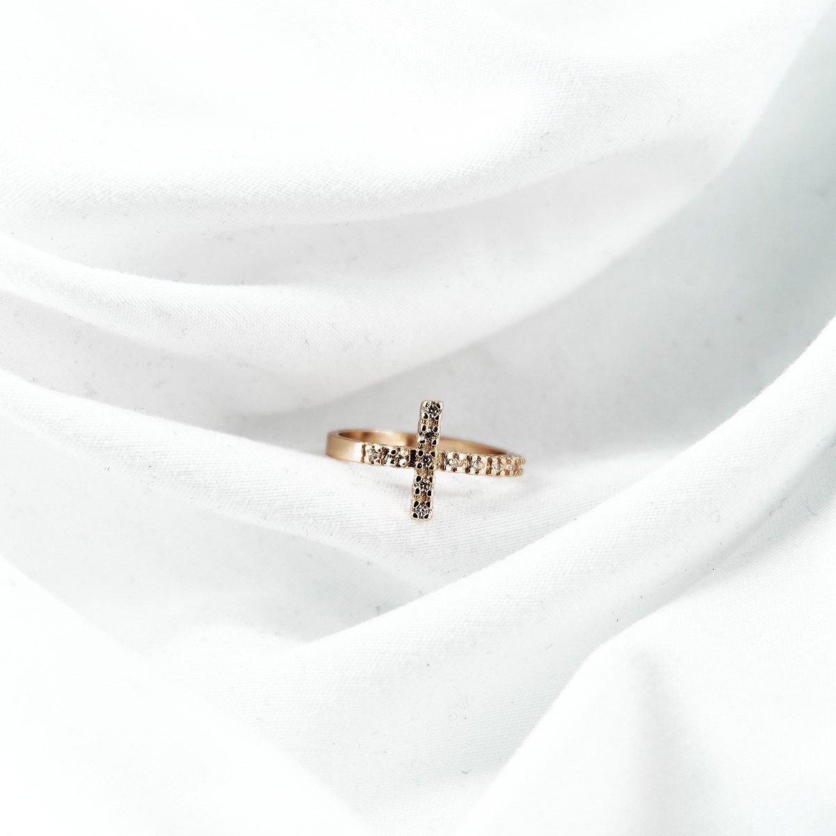 ANILLO CRUZ CIRCONIAS CUADROS - Image 2